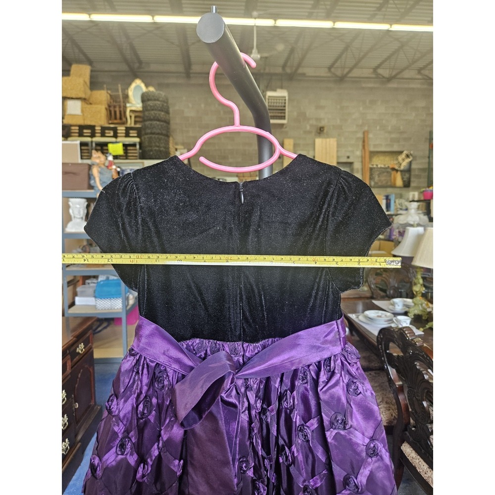 American Princess Girls Dress Black Velvet Purple Rose Swirl Size 4T Zip Flower - Picture 11 of 12